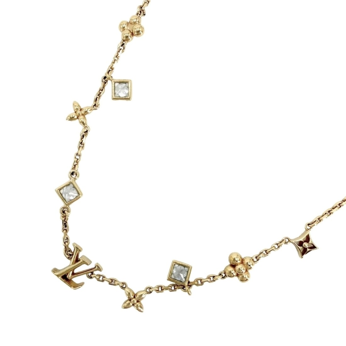 Louis Vuitton Women's Necklace LV In the Sky Accessory Pendant with Adjustable Clasp LOUIS VUITTON: --- Catalog ---Category: SizePendant Size: 0.6mm x 0.7mm / 0.02'' x 0.02''Neck Circumference: 44 cm / 17.32''Category: DesignColor: GoldGender: WomenMaterial: RhinestonePendant Type: PendantNecklace T