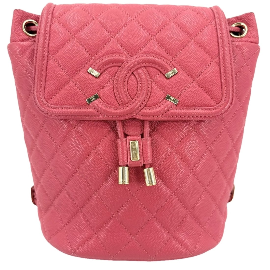 Chanel Women's CC Filigree Matelassé Backpack with Chain Shoulder Strap, Coco Mark, Caviar Leather,