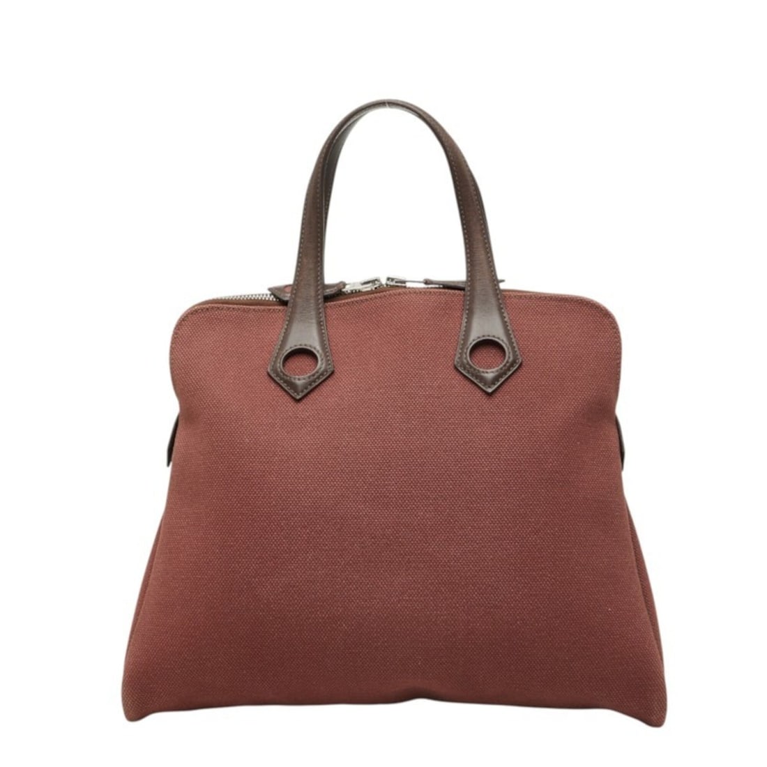 Hermes Sac Ybou PM Tote Bag Handbag Wine Red Brown Toile H Leather Women's HERMES (1 of 20)