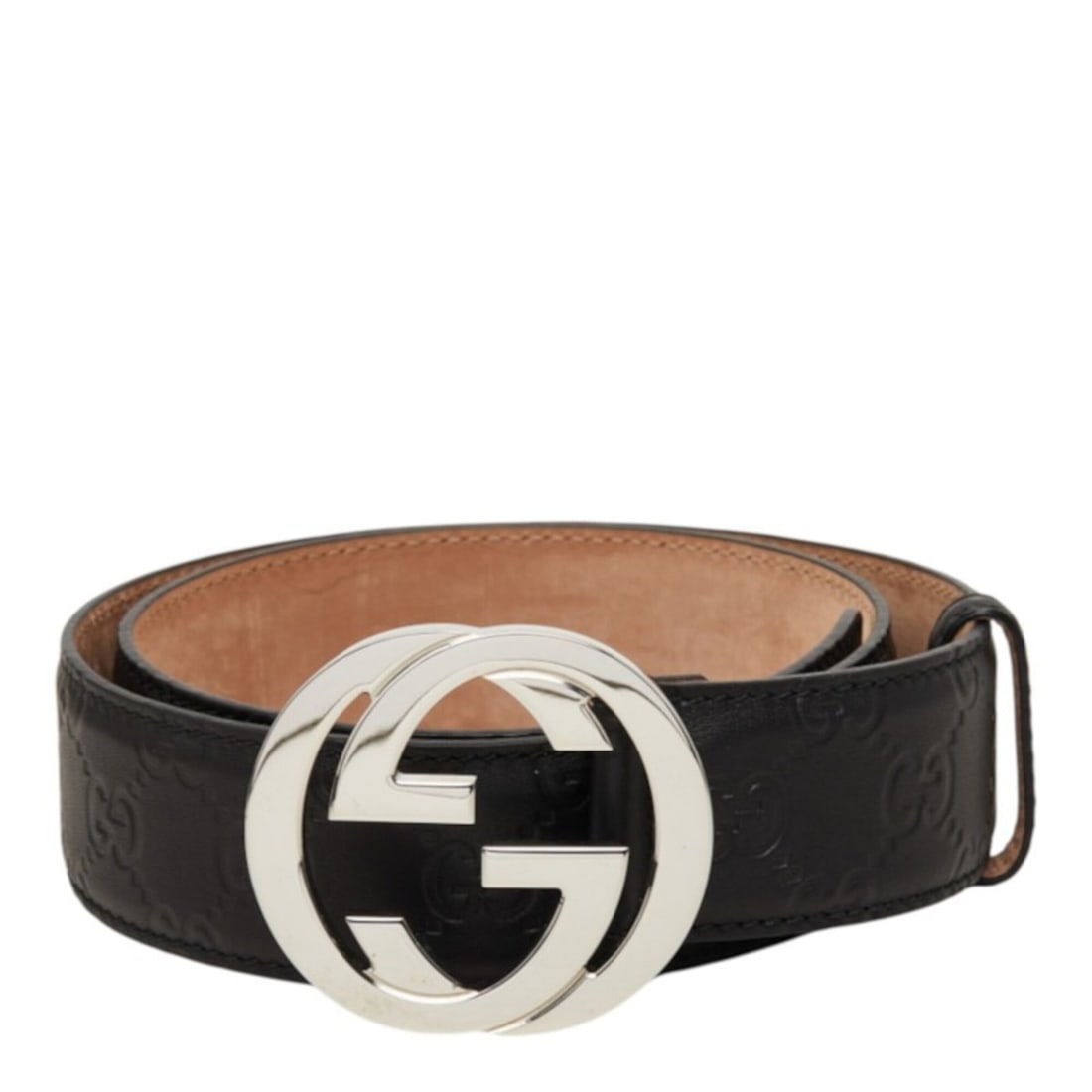 Gucci Guccissima Interlocking G GG Buckle Belt 114984 Black Leather Women's GUCCI (1 of 9)