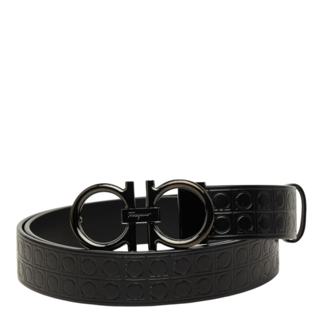 Salvatore Ferragamo Gancini Logo Buckle Belt, Black Leather, Men's: --- Catalog ---Category: SizeLength: 101cm - 116cm / 39.76'' - 45.66''Category: DesignType: Standard beltColor: BlackGender: MenMaterial (Strap): Leather Category: GeneralBrand: Salvatore Ferragamo---