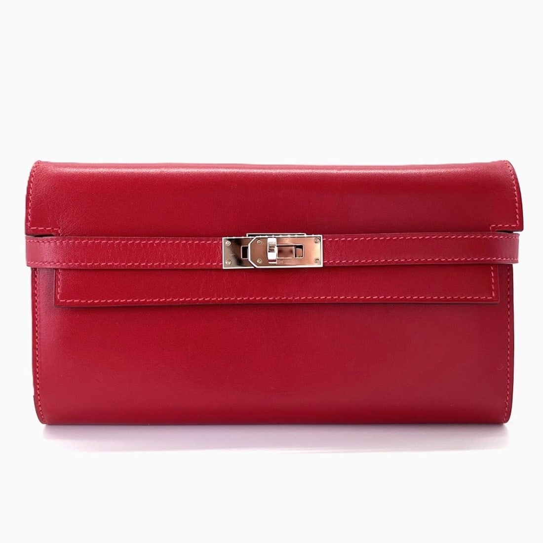 Hermes Kelly Wallet, Box Calf Leather, Red, Long C Stamp (1 of 10)