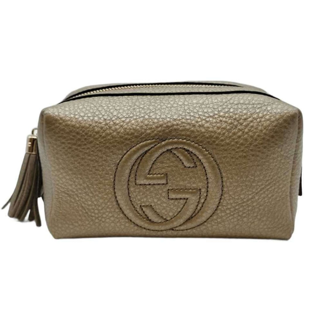 Gucci Soho Pouch, Metallic Gold Color, Leather, 308636, Women's, GUCCI