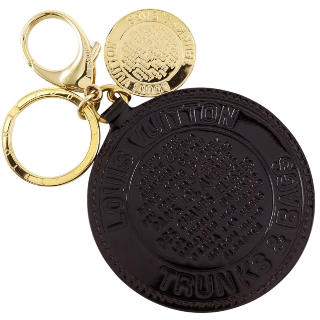 Louis Vuitton Porte Clés Long T&B Keychain Keyring Bag Charm M93604 Vernis Amarante Bordeaux