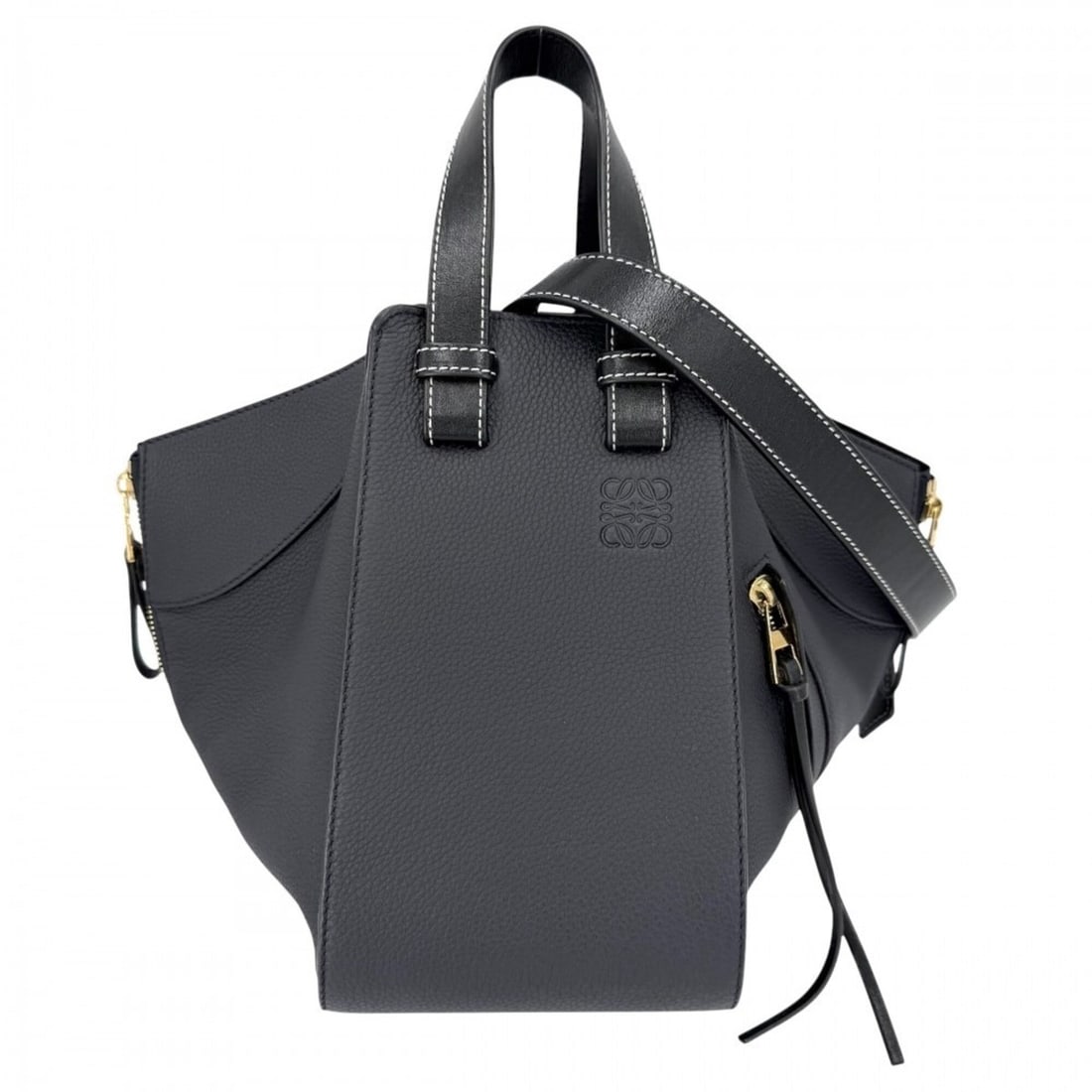 Loewe Women's Hammock Shoulder Bag, Handbag, Crossbody Tote Leather, Calfskin, Dark Navy, Black, (1 of 17)
