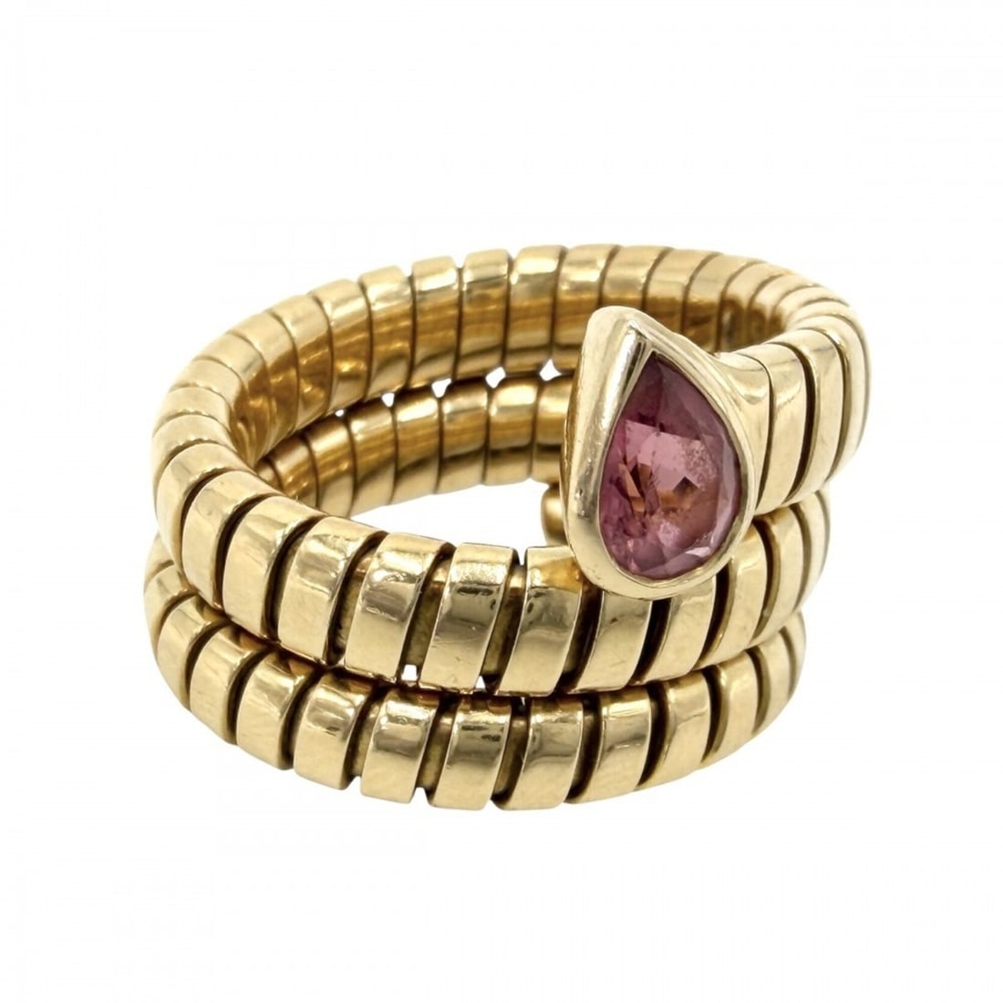 Bvlgari Bulgari Women's Tubogas Ring, Au750 18K Yellow Gold, Pink Tourmaline, Approx. 17g: --- Catalog ---Category: SizeJP Size: 16US Size: 8Category: DesignType: Band ringColor: Gold, PinkGender: WomenMaterial: Yellow gold (18K)Category: GeneralLine: TubogasBrand: BvlgariCountry of Origin: