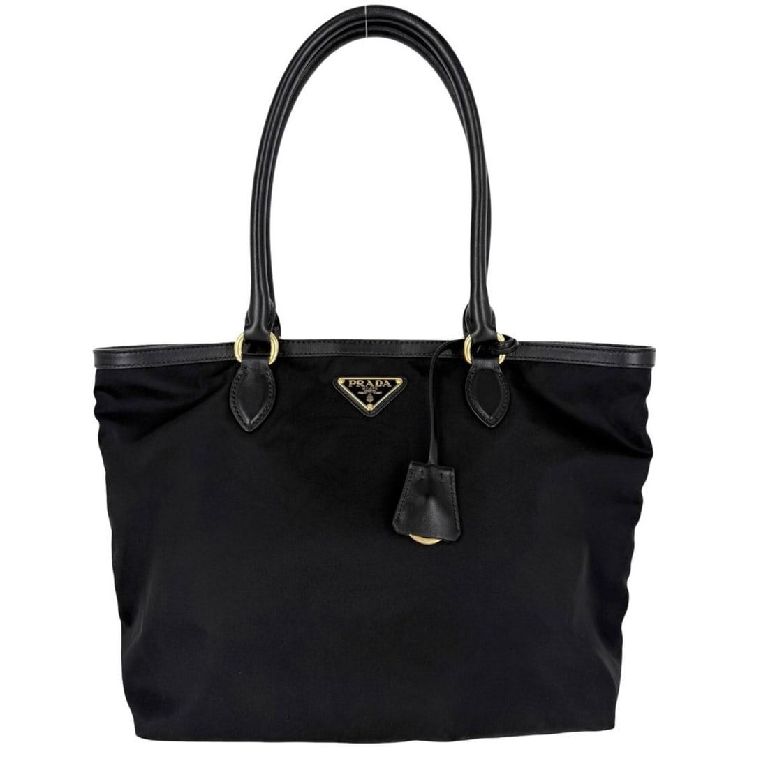 Prada handbag for women, triangle logo tote bag, PRADA 1GB158, nylon, black, gold hardware.: --- Catalog ---Category: SizeSize (HxWxD): 24cm x 27cm x 14cm / 9.44'' x 10.62'' x 5.51''Category: DesignType: Handbag, Tote bagColor: BlackGender: WomenMaterial: Nylon Hardware Color: GoldCategory: G