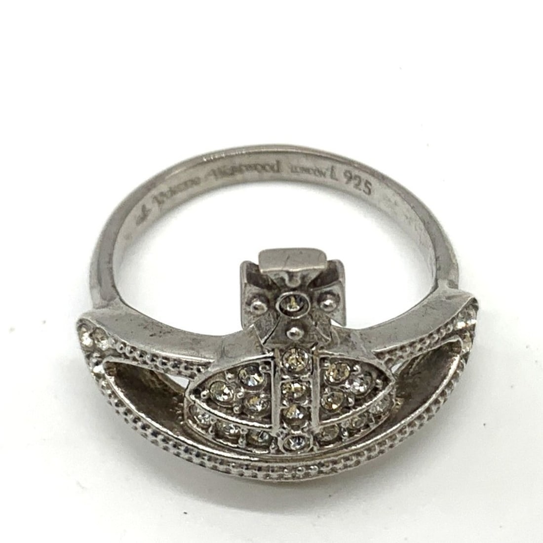 Vivienne Westwood Orb Ring, Sterling Silver 925, Rhinestones: --- Catalog ---Category: SizeWeight: 4.8g / 0.16oz.Inner Diameter: 18.00mm / 0.71''Category: DesignType: Band ringGender: WomenMaterial: Silver 925Category: GeneralBrand: Vivienne WestwoodCountry of
