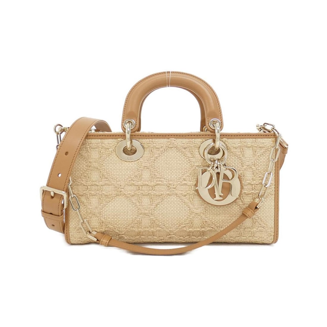 Christian Dior Lady D-Joy Medium Handbag: --- Catalog ---Category: SizeSize (HxWxD): 13.5cm x 26cm x 5cm / 5.31'' x 10.23'' x 1.96''Category: DesignType: HandbagColor: BeigeGender: WomenMaterial: Raffia , Leather Hardware Color: GoldLeather/F