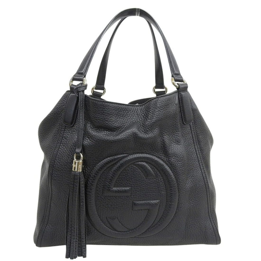 Gucci Soho Interlocking G Tote Bag Shoulder 282309?527066 Handbag Leather Black (1 of 13)