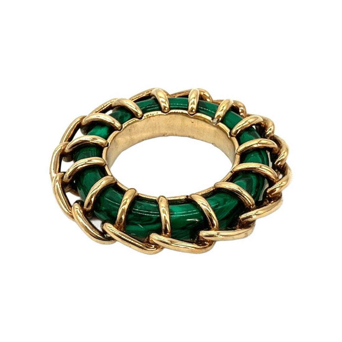 Bottega Veneta Malachite Paste Ring, Green x Gold: --- Catalog ---Category: SizeWeight: 11g / 0.38oz.JP Size: 15US Size: 7.5Inner Diameter: 17.00mm / 0.67''Category: DesignType: Band ringColor: GreenGender: WomenMaterial: Resin, Silver 925Category: Ge