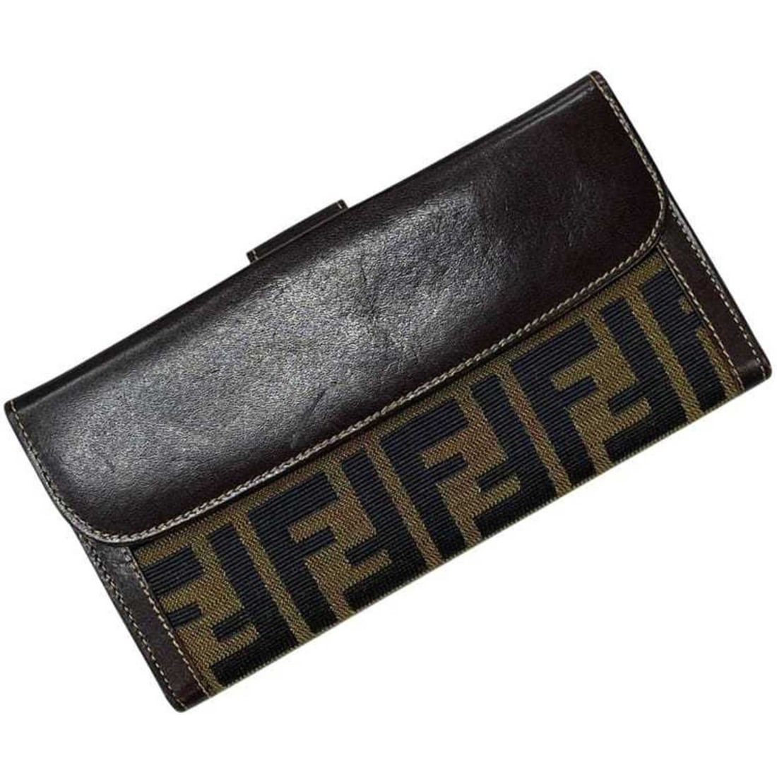 Fendi Bi-fold Long Wallet, Zucca Pattern, 2277 30806 079, FENDI Canvas Leather Khaki: --- Catalog ---Category: SizeSize (HxWxD): 10cm x 18.5cm x 1.5cm / 3.93'' x 7.28'' x 0.59''Category: DesignType: Long wallet (bi-fold)Color: Brown, KhakiGender: WomenMaterial: Canvas , Leather Categor