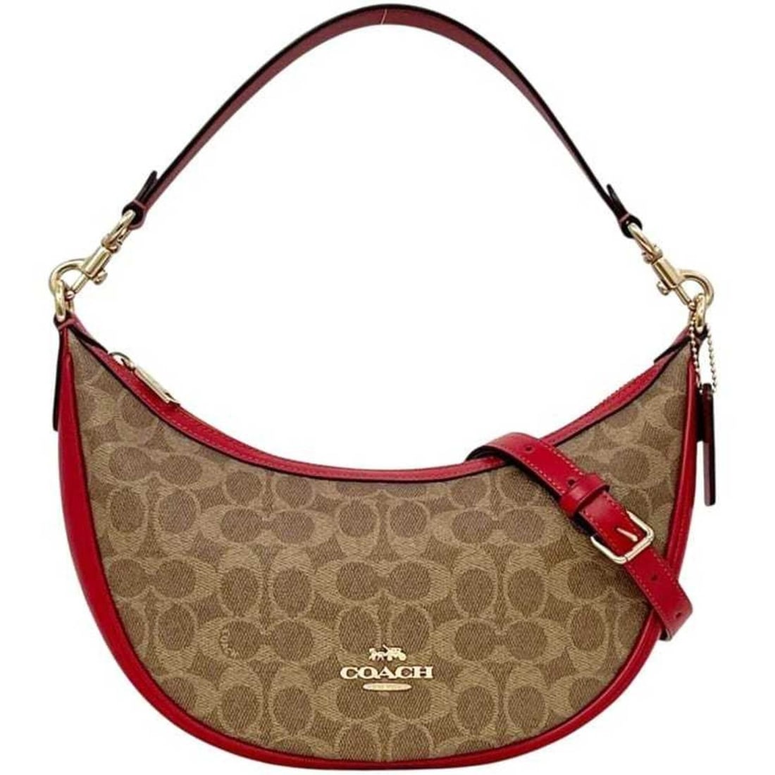 Coach Hobo Shoulder Bag 2-way Signature CCL26 COACH PVC Leather Beige Red Women's: --- Catalog ---Category: SizeSize (HxWxD): 23cm x 32cm x 8cm / 9.05'' x 12.59'' x 3.14''Category: DesignType: Shoulder bagColor: Beige, Red colorGender: WomenMaterial: PVC , Leather Category: GeneralM