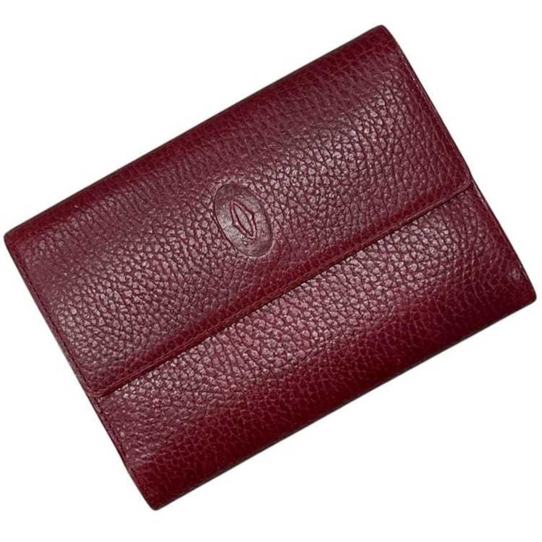 Cartier Tri-fold Wallet Must CARTIER Leather Bordeaux Women's: --- Catalog ---Category: SizeSize (HxWxD): 10.5cm x 14.5cm x 2cm / 4.13'' x 5.7'' x 0.78''Category: DesignType: Wallet (tri-fold)Color: BordeauxGender: WomenMaterial: Leather Category: GeneralBrand: C