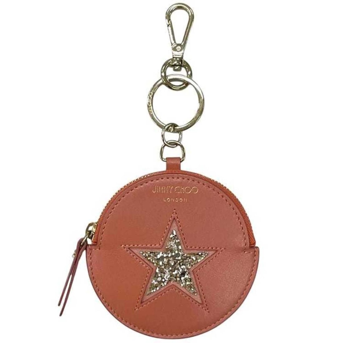 Jimmy Choo coin case, wallet, V689TD, leather, sequined, salmon pink, women's, keychain, pouch.: --- Catalog ---Category: SizeSize (HxWxD): 9.5cm x 10cm x 2cm / 3.74'' x 3.93'' x 0.78''Category: DesignType: Coin purse/coin caseColor: Salmon pinkGender: WomenMaterial: Leather , Spangles Category: 