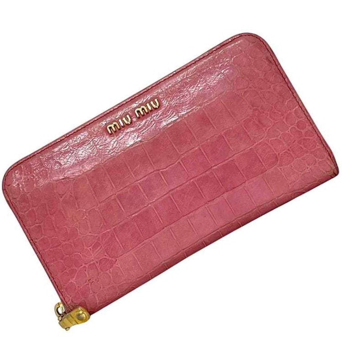 Miu Miu Miu Round Long Wallet 197A MIUMIU Leather Embossed Pink Women's (1 of 16)