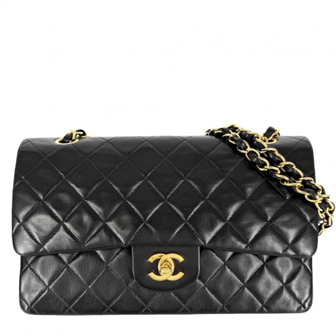 Chanel Matelassé 25 Shoulder Bag for Women, Double Chain, Coco Mark, Flap, Bag, Crossbody Lambskin,: --- Catalog ---Category: SizeSize (HxWxD): 16cm x 25.5cm x 7cm / 6.29'' x 10.03'' x 2.75''Category: DesignType: Shoulder bagColor: BlackGender: WomenMaterial: Leather Hardware Color: GoldLeather/Fur T