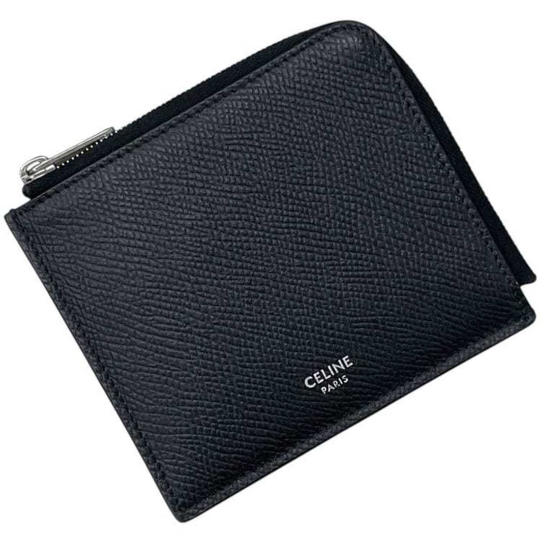 Celine L-shaped coin case, purse, 10D883CIW S IE 5109, CELINE grain leather, black, women's.