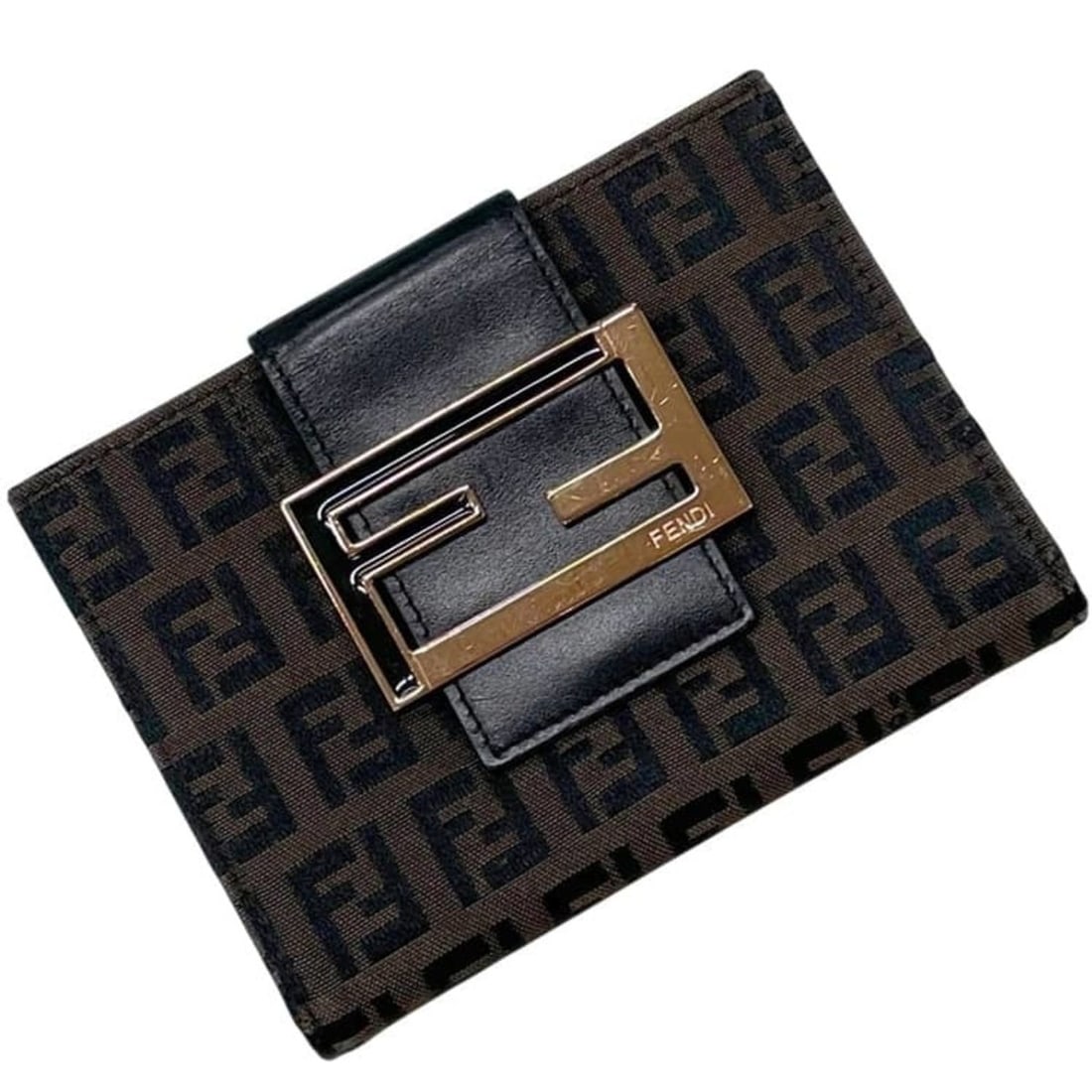 Fendi Bi-fold Wallet Zucchino FF 2414 8M0035 019 FENDI Canvas Leather Brown Black Women's: --- Catalog ---Category: SizeSize (HxWxD): 10cm x 13cm x 2.5cm / 3.93'' x 5.11'' x 0.98''Category: DesignType: Wallet (bi-fold)Color: Black, BrownGender: WomenMaterial: Canvas , Leather Category: Gene