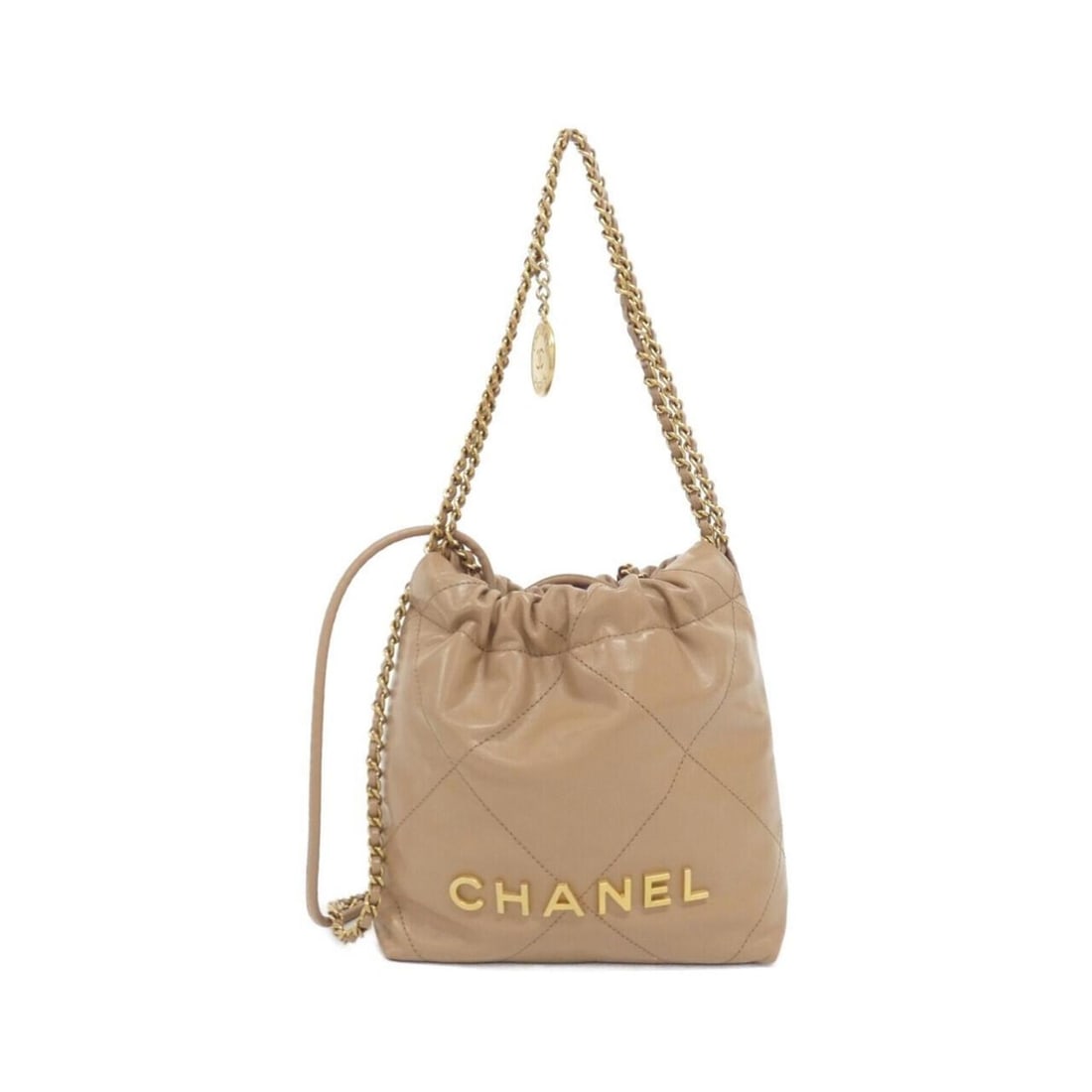 Chanel 22 Line MINI AS3980 Handbag: --- Catalog ---Category: SizeSize (HxWxD): 19cm x 18cm x 6cm / 7.48'' x 7.08'' x 2.36''Category: DesignType: HandbagColor: Dark beigeGender: Men,WomenMaterial: Leather Hardware Color: Matte