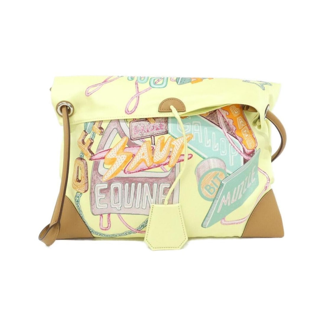Hermes Chevalscope Neon Silky City PM 084535CK Shoulder Bag: --- Catalog ---Category: SizeSize (HxWxD): 34cm x 33cm x 1cm / 13.38'' x 12.99'' x 0.39''Category: DesignType: Shoulder bagColor: YellowGender: Men,WomenMaterial: Silk , Swift leather Hardware Color: 