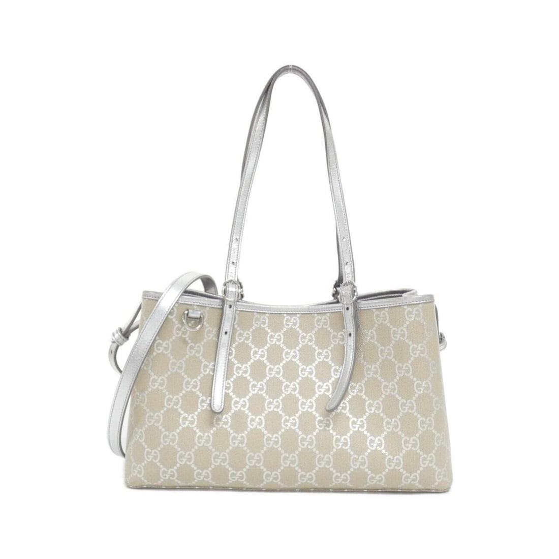 Gucci GG EMBLEM 815214 FAFEL Handbag: --- Catalog ---Category: SizeSize (HxWxD): 18cm x 30cm x 11cm / 7.08'' x 11.81'' x 4.33''Category: DesignType: HandbagColor: Beige, SilverGender: Men,WomenMaterial: Coated canvas , Leather Hardware