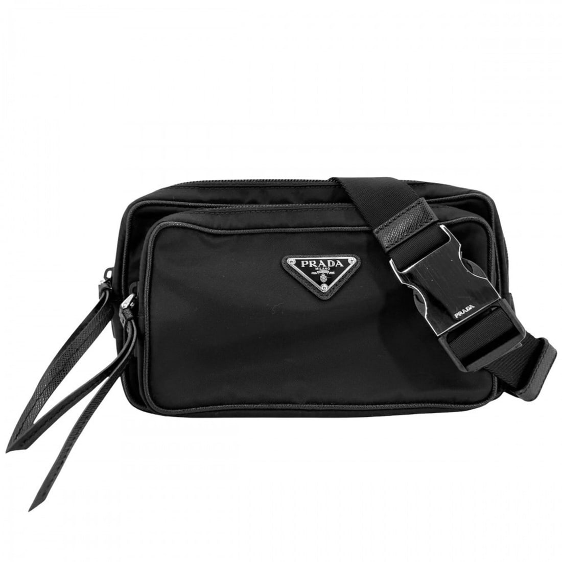 Prada Body Bag for Women, Waist Bag, Triangle Logo, Shoulder Belt PRADA 1BL010, Nylon, Black, Silver: --- Catalog ---Category: SizeSize (HxWxD): 13cm x 21cm x 4cm / 5.11'' x 8.26'' x 1.57''Category: DesignType: Shoulder bag, Sling bagColor: Black, WhiteGender: WomenMaterial: Nylon Category: GeneralMPN