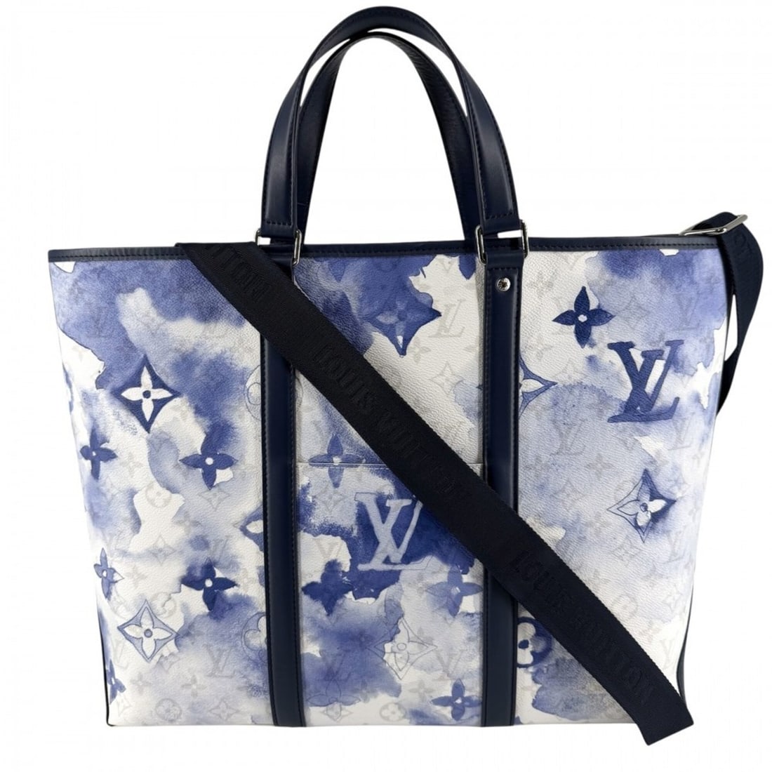 Louis Vuitton Men's Monogram Watercolor Weekend Tote GM Handbag Shoulder Bag Crossbody LOUIS VUITTON: --- Catalog ---Category: SizeSize (HxWxD): 35cm x 42cm x 15cm / 13.77'' x 16.53'' x 5.9''Category: DesignType: Handbag, Shoulder bagColor: Blue, Monogram, WhiteGender: MenMaterial: Monogram Category: 