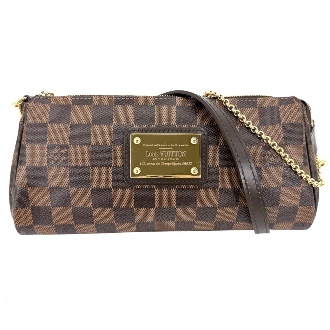 Louis Vuitton Women's Damier Eva Handbag Shoulder Bag (Small, Brown, Gold Hardware) N55213