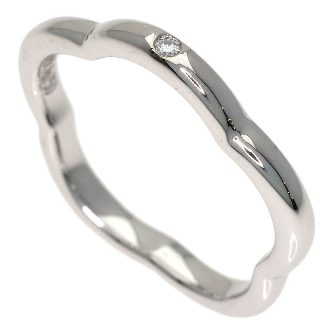 Chanel Camellia 1P Diamond Ring #45 18K White Gold Women's CHANEL (1 of 15)
