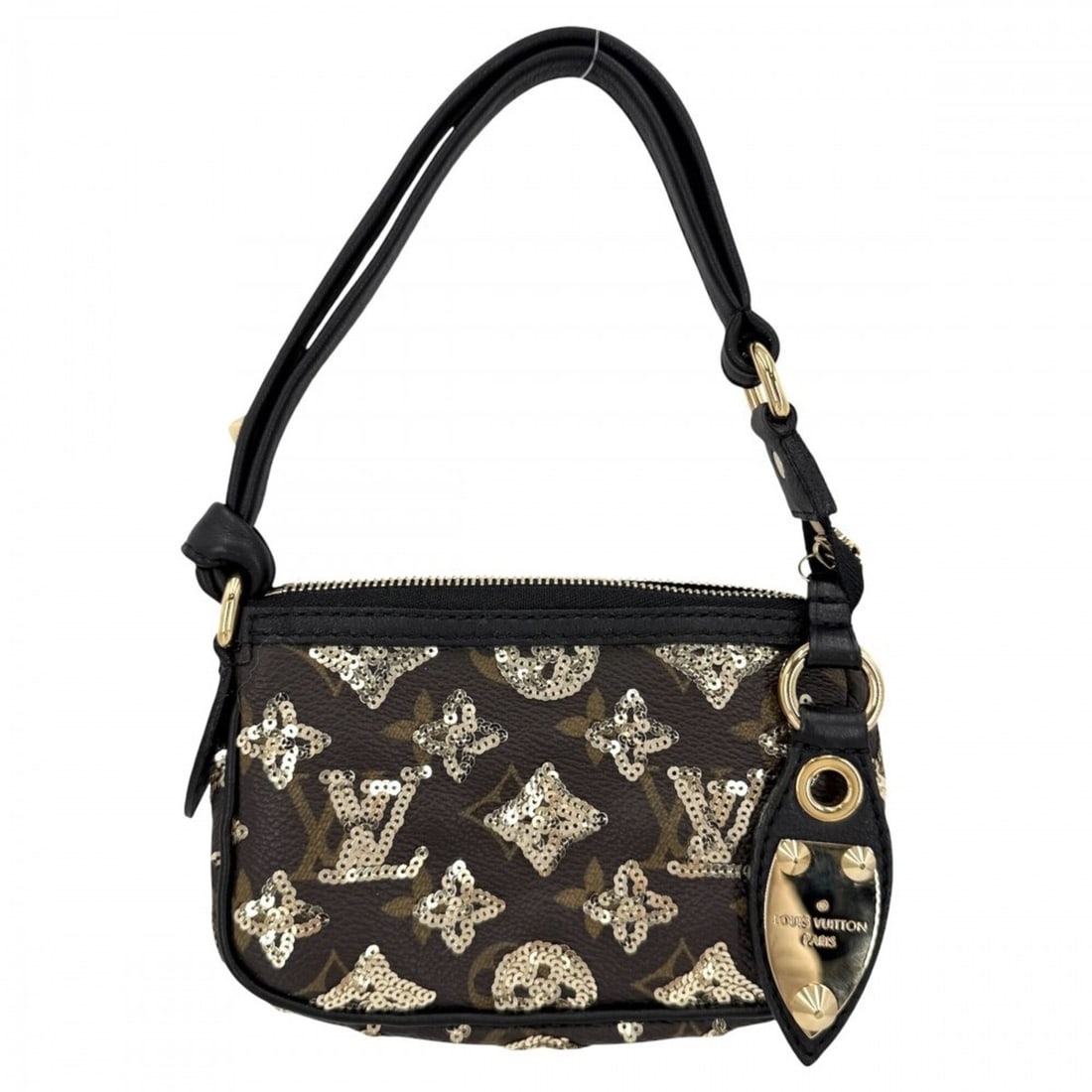 Louis Vuitton handbag for women, mini bag, Monogram Eclipse, sequined, pochette accessory, LOUIS