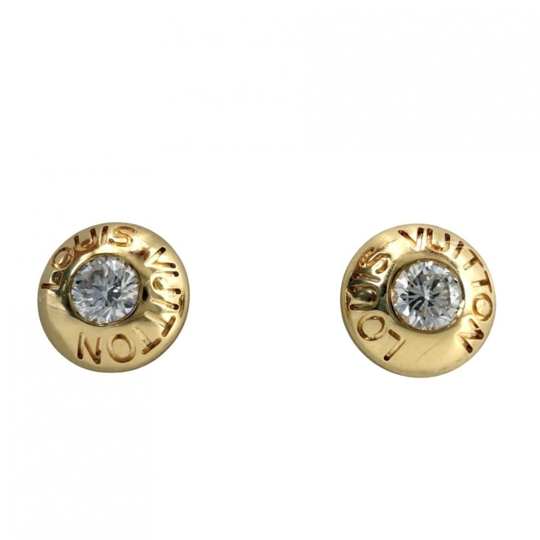 Louis Vuitton Women's Earrings, Puces d'Oreilles Clou, Round, 18K Yellow Gold (Au750), Diamond,