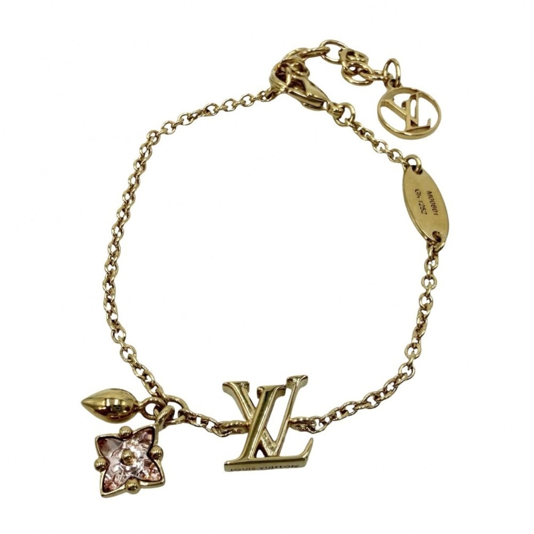 Louis Vuitton Monogram Flower Lulu Glam Bracelet for Women, Adjustable, Gold, Approx. 5.0g (M00801) (1 of 20)