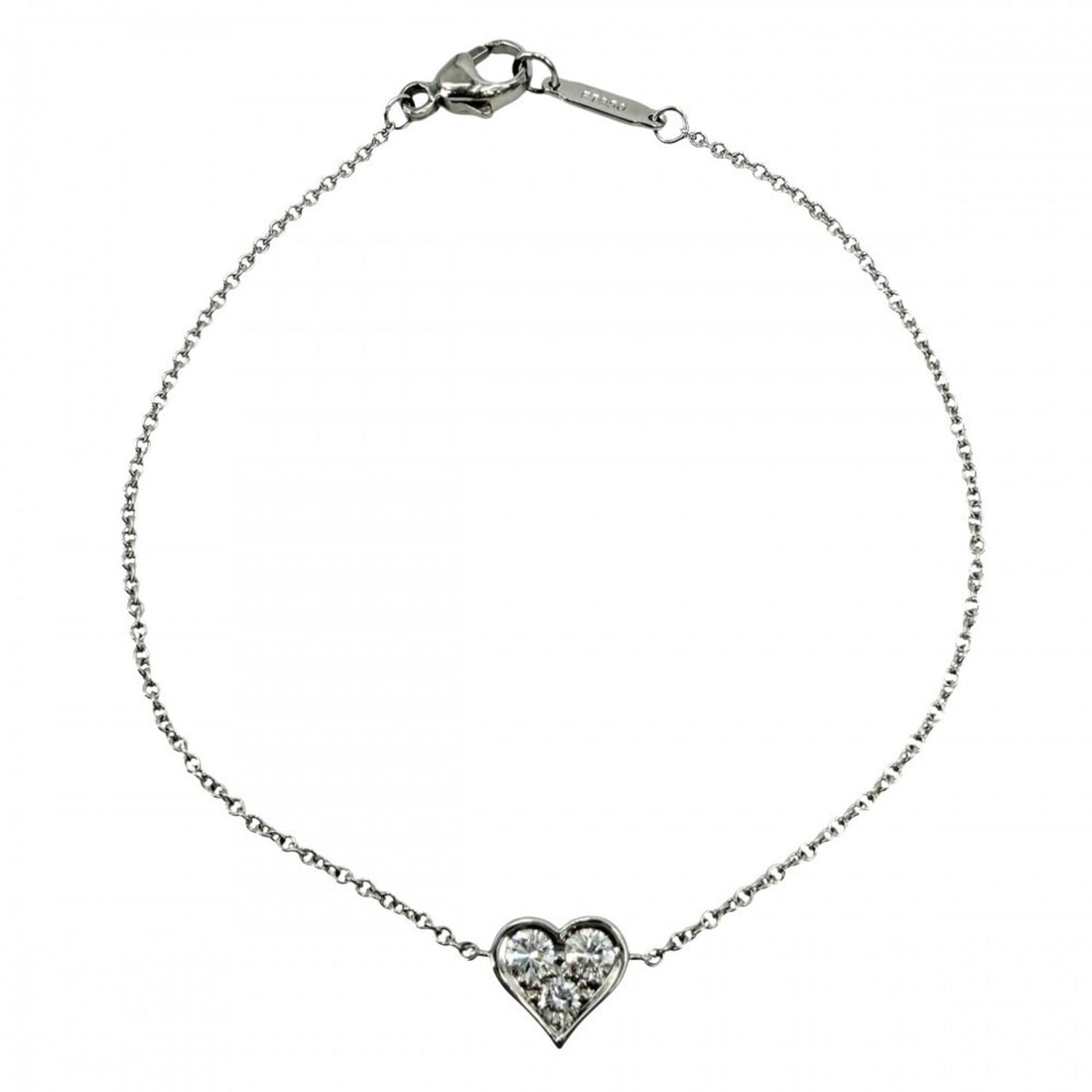 Tiffany & Co. Sentimental Heart Bracelet for Women, Platinum 950, Diamond, Approx. 2.5g: --- Catalog ---Category: SizeLength: 16.5cm / 6.49''Category: DesignType: Charm braceletColor: SilverGender: WomenMaterial: Platinum 950Category: GeneralBrand: Tiffany--- Item List ---Section: Conditi