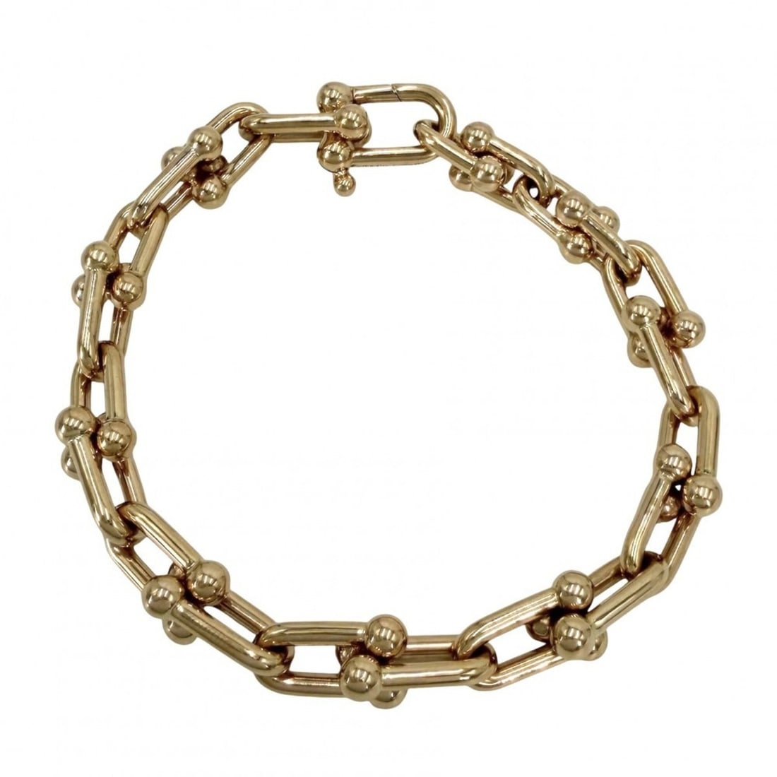 Tiffany & Co. Women's Hardware Bracelet, Medium Size, 18K Pink Gold (Au750), Approx. 25.4g: --- Catalog ---Category: SizeLength: 17cm / 6.69''Category: DesignType: Charm braceletColor: Pink goldGender: WomenMaterial: Pink goldCategory: GeneralBrand: Tiffany--- Item List ---Section: Condition