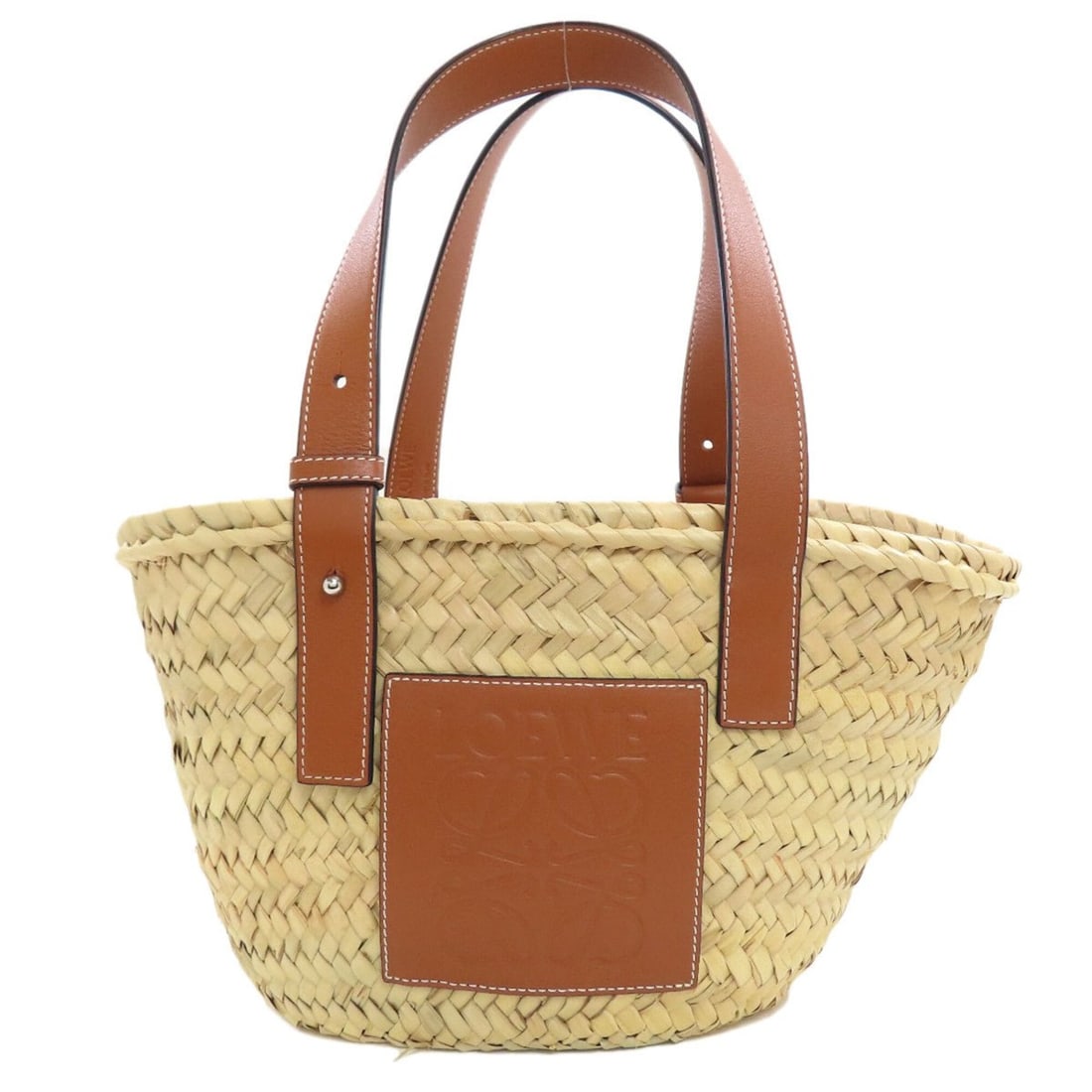 Loewe Basket Bag Small Tote Calfskin/Palm Leaf Women's LOEWE: --- Catalog ---Category: SizeSize (HxWxD): 19cm x 36cm x 13cm / 7.48'' x 14.17'' x 5.11''Category: DesignType: Basket, Tote bagColor: BrownGender: WomenMaterial: Leather Leather/Fur Type: CalfskinCate