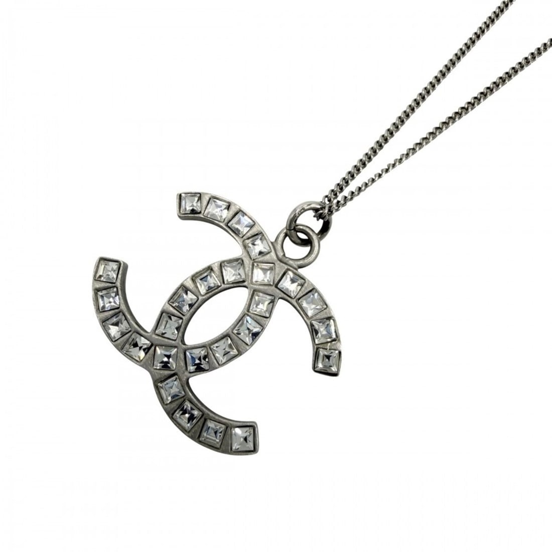 Chanel Necklace for Women, Coco Mark, Adjustable, Rhinestone, B13C, Silver, Approx. 5.2g, 2013 (1 of 16)