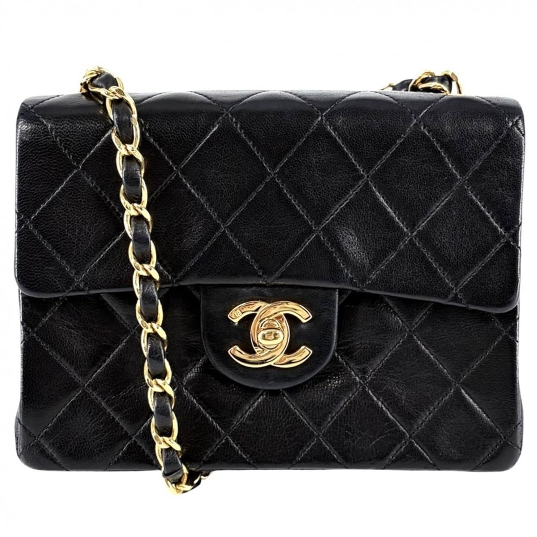 Chanel Mini Matelasse Shoulder Bag for Women, Chain Turnlock Closure, Bag, Crossbody Vintage, Coco: --- Catalog ---Category: SizeSize (HxWxD): 13cm x 17.5cm x 6cm / 5.11'' x 6.88'' x 2.36''Category: DesignType: Shoulder bagColor: BlackGender: WomenMaterial: Leather Category: GeneralBrand: Chanel--- 