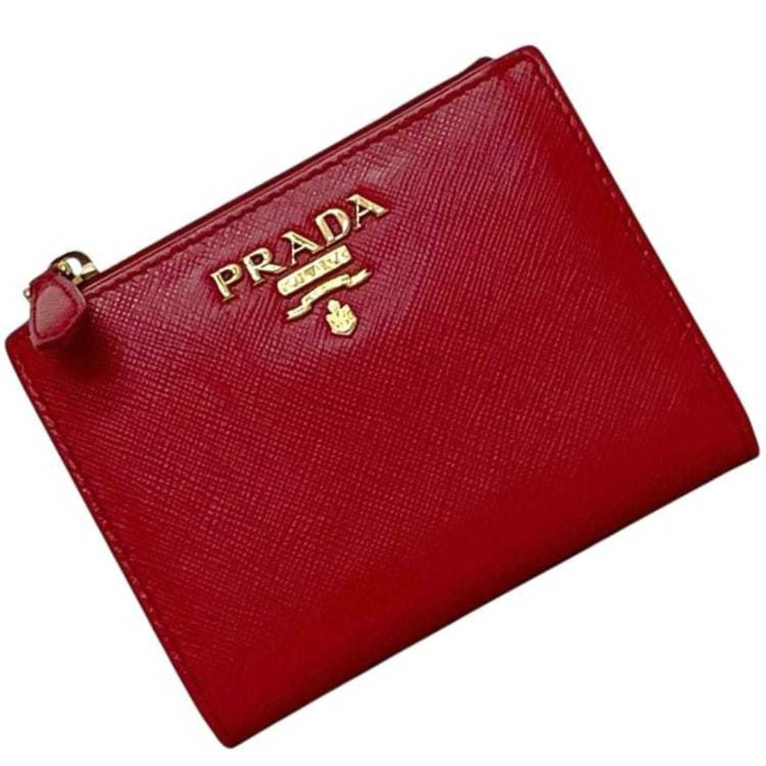 Prada Bi-fold Wallet Compact 1ML023 42 PRADA Saffiano Leather Red Women's (1 of 10)