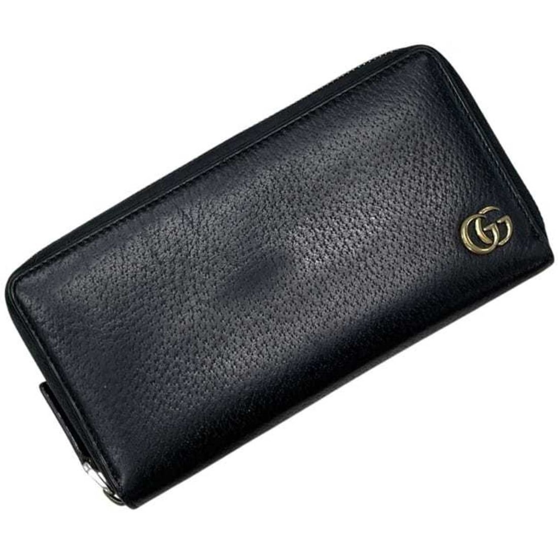 Gucci Round Long Wallet GG Marmont 428736 2184 GUCCI Leather Black (1 of 14)