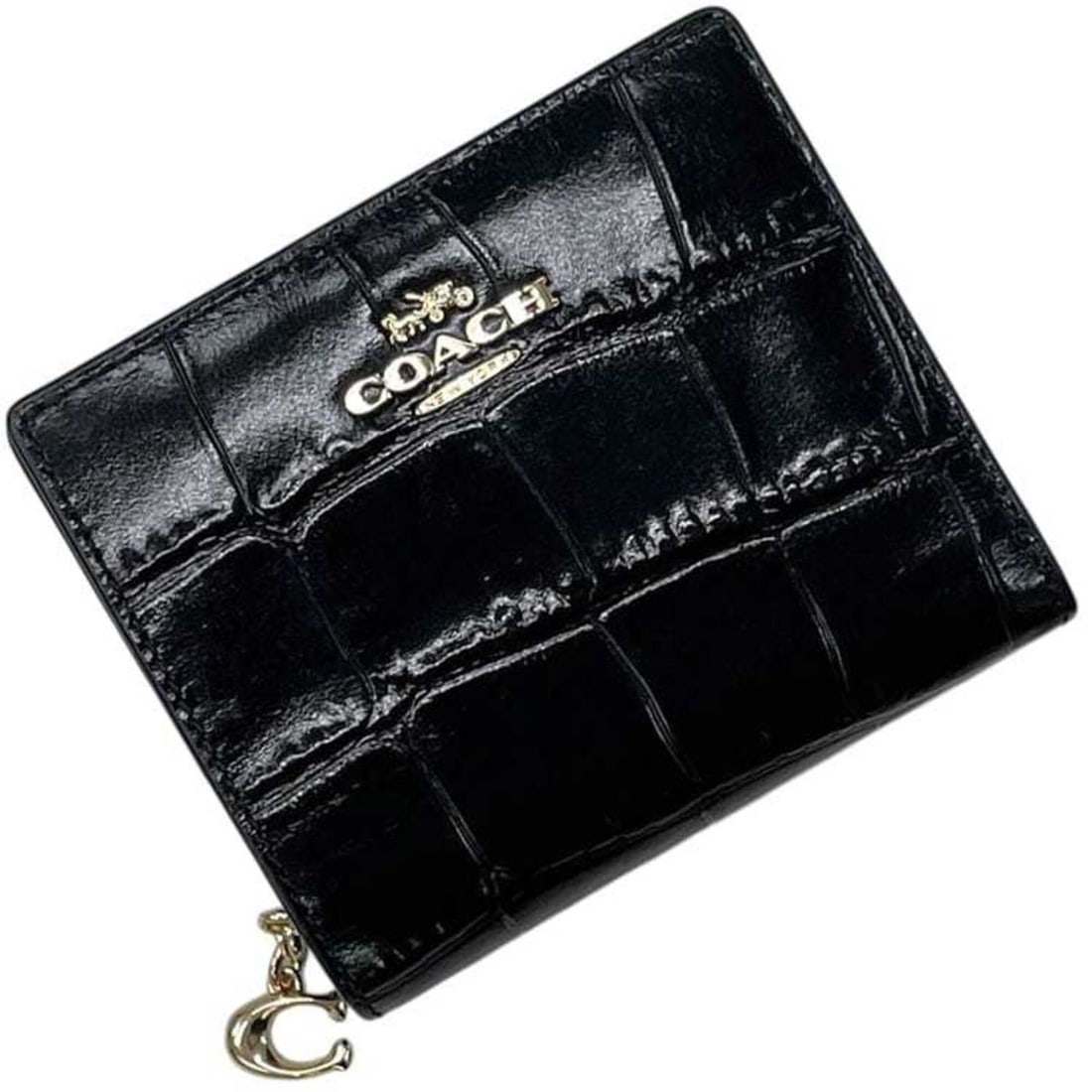 Coach Bi-fold Wallet Compact C6092 COACH Leather Embossed Black Women's (1 of 14)