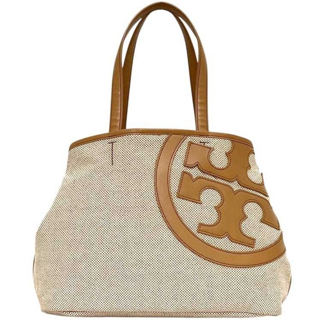 Tory Burch Ronnie Tote Bag, Canvas, Beige, Women's