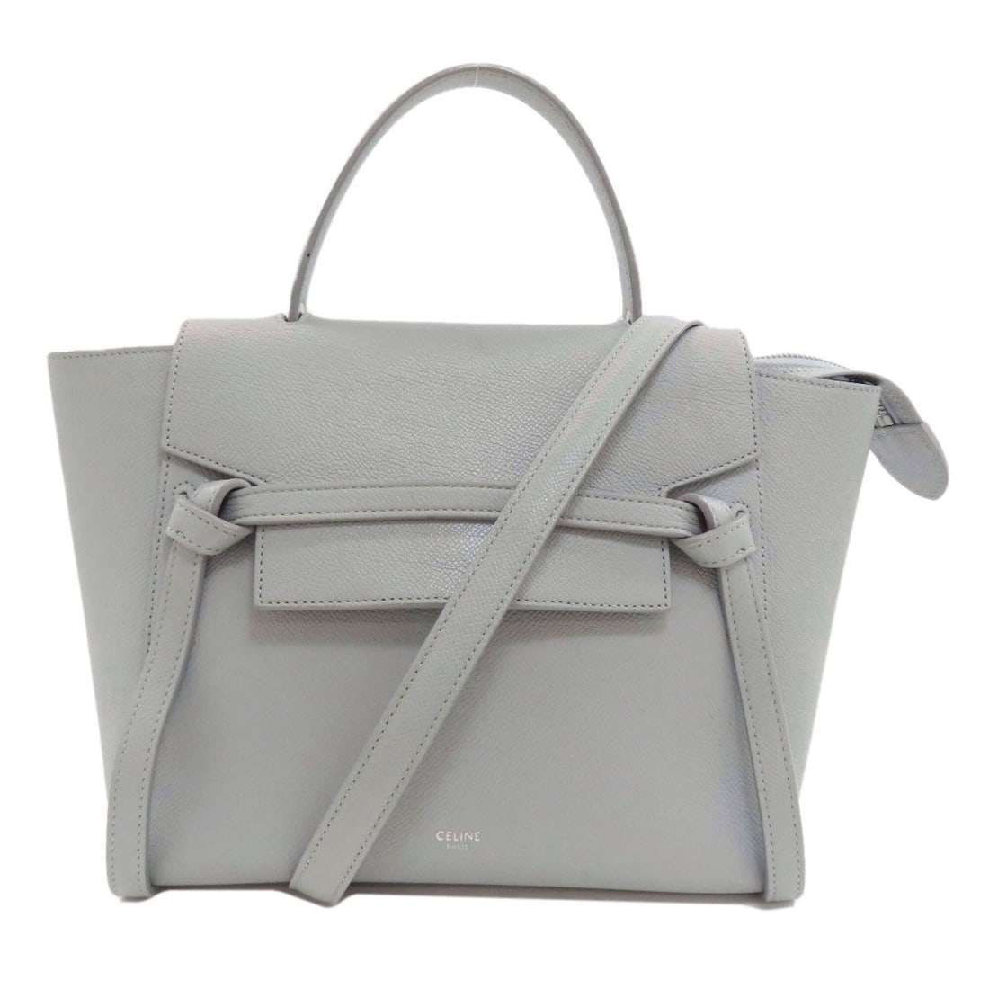Celine Belt Bag Micro 2-Way Handbag Calfskin Women's CELINE: --- Catalog ---Category: SizeSize (HxWxD): 22cm x 34cm x 13cm / 8.66'' x 13.38'' x 5.11''Category: DesignType: HandbagColor: Blue, GrayGender: WomenMaterial: Leather Leather/Fur Type: CalfskinCategory