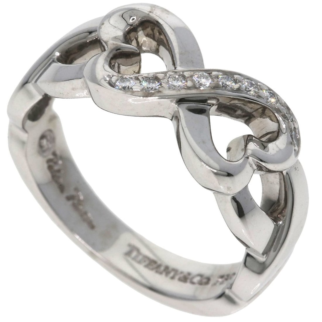 Tiffany & Co. Double Heart Diamond Ring, 18K White Gold, Women's.: --- Catalog ---Category: SizeJP Size: 9US Size: 5Category: DesignType: Band ringStone: DiamondGender: WomenMaterial: White gold (18K)Category: GeneralBrand: Tiffany--- Item List ---Section: ConditionR