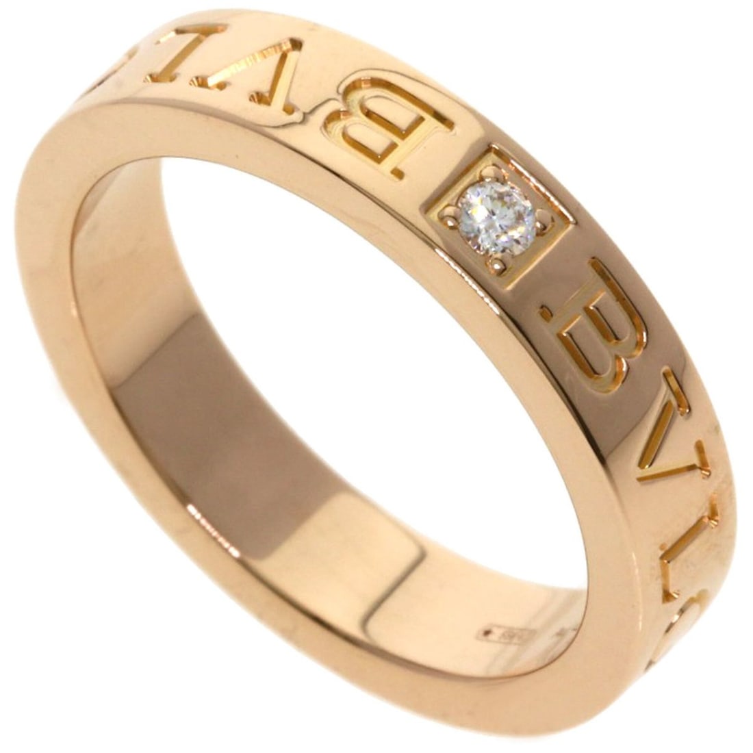 BVLGARI Double Logo 1P Diamond Ring - 18K Pink Gold Women's: --- Catalog ---Category: SizeJP Size: 11.5US Size: 6Category: DesignType: Band ringStone: DiamondGender: WomenMaterial: Pink gold (18K)Category: GeneralBrand: Bvlgari--- Item List ---Section: Conditio