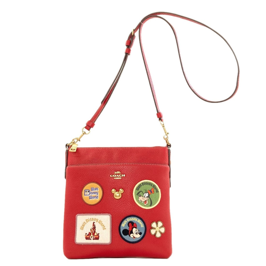 Coach C8574 Long Shoulder Bag, Disney Collaboration, Leather, Women's COACH: --- Catalog ---Category: SizeSize (HxWxD): 22cm x 20.5cm x 3cm / 8.66'' x 8.07'' x 1.18''Category: DesignType: Shoulder bagColor: Red colorGender: WomenMaterial: Leather Category: GeneralMPN: C8574Bra