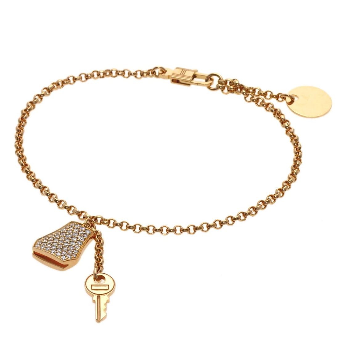 Hermes Kelly Clochette PM Diamond Bracelet 18K Pink Gold Women's HERMES: --- Catalog ---Category: SizeLength: 15.5cm / 6.1''Category: DesignType: Charm braceletGender: WomenMaterial: Pink gold (18K)Category: GeneralBrand: Hermes--- Item List ---Section: ConditionRanking: R