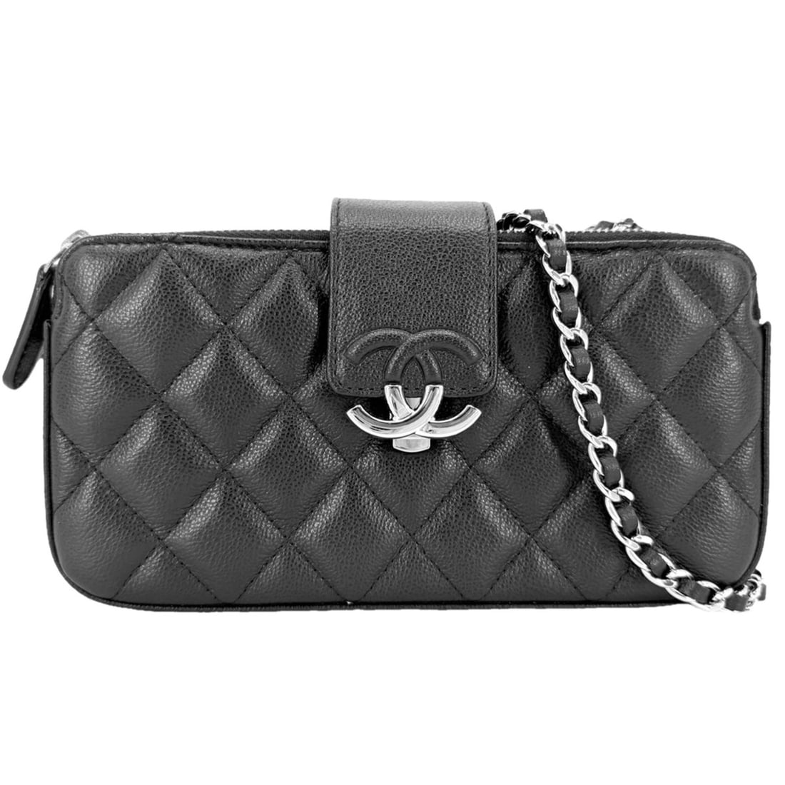 Chanel Chain Wallet for Women, Matelassé Coco Mark, Shoulder Bag, Crossbody, Long Wallet, CHANEL: --- Catalog ---Category: SizeSize (HxWxD): 9.5cm x 18cm x 3cm / 3.74'' x 7.08'' x 1.18''Category: DesignType: Chain/Shoulder walletColor: BlackGender: WomenMaterial: Grained Calfskin Category: General