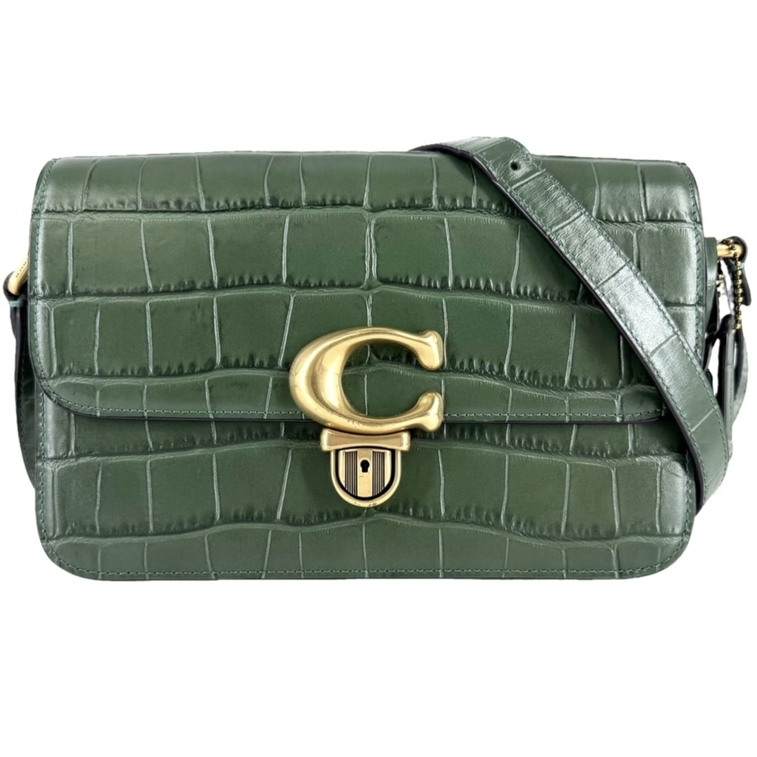 Coach Women's Studio Shoulder Bag, Leather, Green, Gold Hardware, Crossbody, COACH C6640: --- Catalog ---Category: SizeSize (HxWxD): 16cm x 25cm x 8cm / 6.29'' x 9.84'' x 3.14''Strap Length: 120cm / 47.24''Category: DesignType: Shoulder bagColor: GreenGender: WomenMaterial: Leather Categor