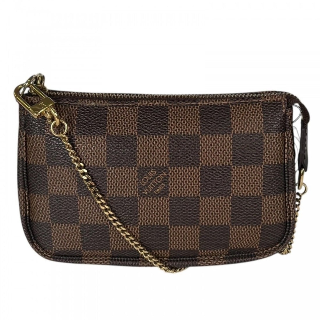 Louis Vuitton women's pouch, Accessory, LOUIS VUITTON N58009, Damier canvas, brown, gold hardware.